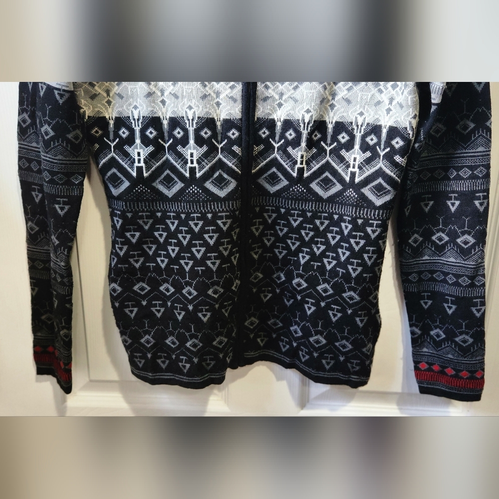Icelandic Designs multipatern 100% wool zip up cardigan sweater women's … - Picture 3 of 8